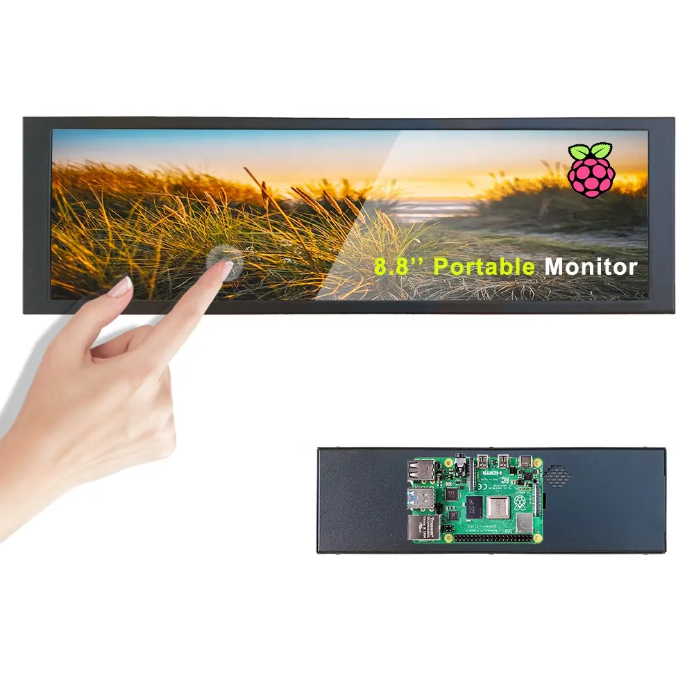 8.8inch Wide Monitor Stretched Bar Lcd Display Screen 1920x480 Small Widescreen Monitor Portable Touch Screen Monitor