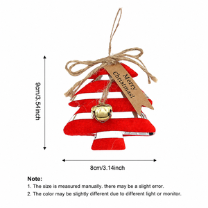 Ornements de Noël rayés rouge et blanc à suspendre avec clochette dorée, ficelle de jute et étiquettes kraft pour la décoration de Noël - Product Image 6