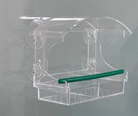 Comedero para Pájaros de Plástico Transparente Grande para Exteriores con Diseño de Ventana y Fuerte Ventosa para Loros