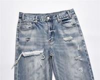 Pantalons streetwear personnalisés avec logo brodé, jeans vintage empilés, coupe droite, jeans pour hommes