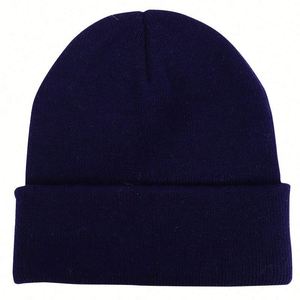 100% Acrylic Solid Color Plain Knitted Beanie <b>Hat</b> with Custom Logo Embroidery Wholesale From Manufacturers - Product Image 4