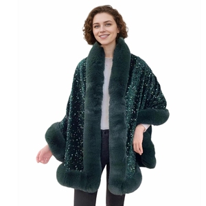 Capa de piel sintética brillante con lentejuelas para mujer, abrigo cálido sin mangas con frente abierto y efecto esponjoso para fiestas nocturnas en climas fríos - Product Image 6