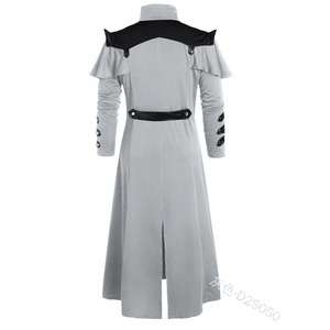 Chaqueta Larga Negra de Cuero Sintético con Estilo Medieval, Steampunk, Pirata, para Disfraz de Halloween, para Hombre Adulto, Estilo Gótico - Product Image 6