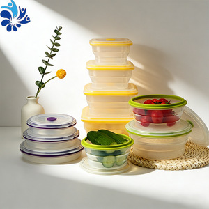 Rectangular Folding Silicone <b>Lunch</b> <b>Box</b> 400ml 600ml 900ml 1200ml Microwave Safe Transparent With <b>Plastic</b> Lid - Product Image 1