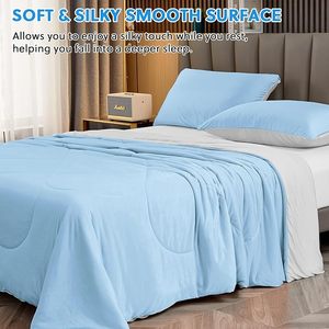 Edredón <span class=keywords><strong>Ligero</strong></span> Ecológico para Verano, Transpirable y Lavable, Relleno de Poliéster, para Uso en el Hogar y Hoteles, Diseño Liso, OEM - Product Image 5