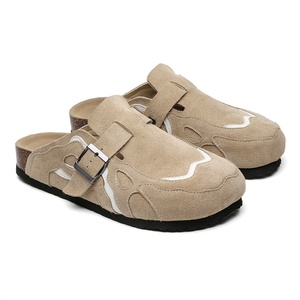 <span class=keywords><strong>Ciabatte</strong></span> da spiaggia in sughero con punta chiusa in camoscio Unisex da <span class=keywords><strong>uomo</strong></span> in vera pelle antiscivolo Custom Mules TPR Gel <span class=keywords><strong>gomma</strong></span> fabbrica di PU - Product Image 1