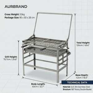 Grill à <span class=keywords><strong>charbon</strong></span> rotatif en acier inoxydable 304 Source Factory, barbecue commercial à double panier avec rotation à 180°, vente en gros - Product Image 6