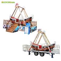 Manège mobile mini-navire pirate sur remorque, petit navire viking portable pour extérieur, équipement de divertissement