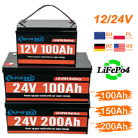 Batterie Lithium à Cellules Li-ion pour Stockage d'Énergie Résidentiel 100ah 150ah 200ah 12v 24v, Pack Batterie LiFePO4 pour Système Solaire