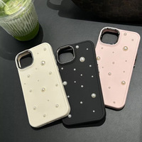 Coque de téléphone en TPU avec perles coréennes, design 3D de luxe, électroplaquée, souple et antichoc pour iPhone 16 15 14 13 Pro Max – Offre Spéciale