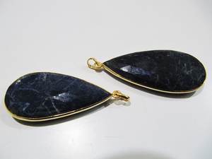 Colgante de conector facetado de Briolette con forma de pera de sodalita Natural, bisel de piedras preciosas raras únicas, tamaño 22X45mm, vendido por pieza - Product Image 3