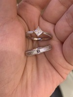 Bague de couple de luxe en argent sterling S925 plaqué or 18 carats avec diamants de laboratoire remplis et certifiés IGI