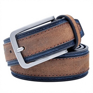Ceinture pour homme en cuir de vachette écologique, avec logo personnalisé imprimé, boucle à ardillon carrée en acier, robuste, imperméable et haute résistance, BS - Product Image 5