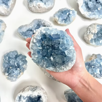 Cristal brut de Célestite bleue, grappe de Druzy, pierres de guérison, spécimens minéraux pour la décoration intérieure, la méditation Reiki, cadeau, vente en gros