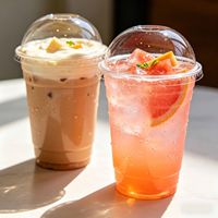 Gobelets jetables transparents en plastique PET PLA de 16 oz avec couvercles, personnalisables avec logo, pour yaourts, desserts et fêtes