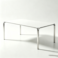 Ensemble de table à manger rectangulaire minimaliste tout en métal avec 4 chaises, table de cuisine en acier, table à dîner moderne industrielle, meubles robustes pour la maison