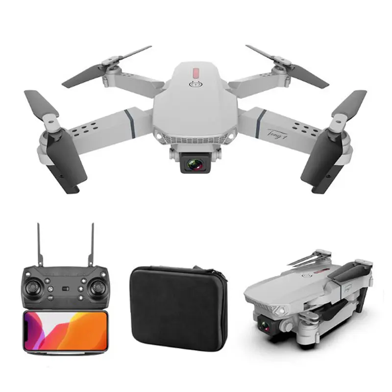 Leesafe HD มินิโดรน E88 อัจฉริยะควบคุม 4K HD WiFi กล้องมุมกว้างพับ FPV Dron GPS มินิโดรนพร้อมกล้องคู่