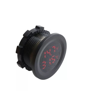 Không thấm nước màu đỏ 12V 24V 2 in1 vôn kế Nhiệt kế hiển thị kép chức năng kép xe điện áp mét xe nhiệt kế xe Detector - Product Image 5