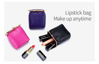 Cuir de mouton véritable Petit sac de voyage portable pour cosmétiques Trousse de maquillage Pochette pour baume à lèvres Mini sac de rangement pour rouge à lèvres