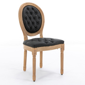 Cadeira de Jantar Moderna com Estrutura de Veludo, Decoração com Fivelas Puxadas à Mão, Acabamento com Pregos, Pernas de Madeira, Conjunto de Móveis para Casa, 2 Peças, Preto SW1839BK - Product Image 6