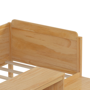 Modern Solid Pine Wood Twin Size Daybed with <b>Storage</b> Shelves and <b>Lockers</b> Multi-functional Bed with Study Desk Matching Stool - Product Image 5