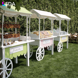 Carrito de Dulces LEDA de Lujo para Bodas, Color Blanco, con Decoración de Flores Artificiales, Carrito Móvil de Dulces para Despedida de Soltera - Product Image 5