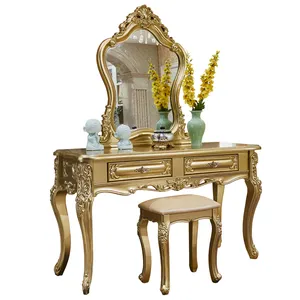 European Style Bedroom furniture Antique Makeup Vanity Dresser Desk with mirror and stool