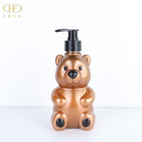 Botol Kemasan Kosmetik Bentuk Beruang Kartun PET 480ml, Botol Lotion Kosong Beruang Teddy, Dispenser Sabun Bentuk Hewan