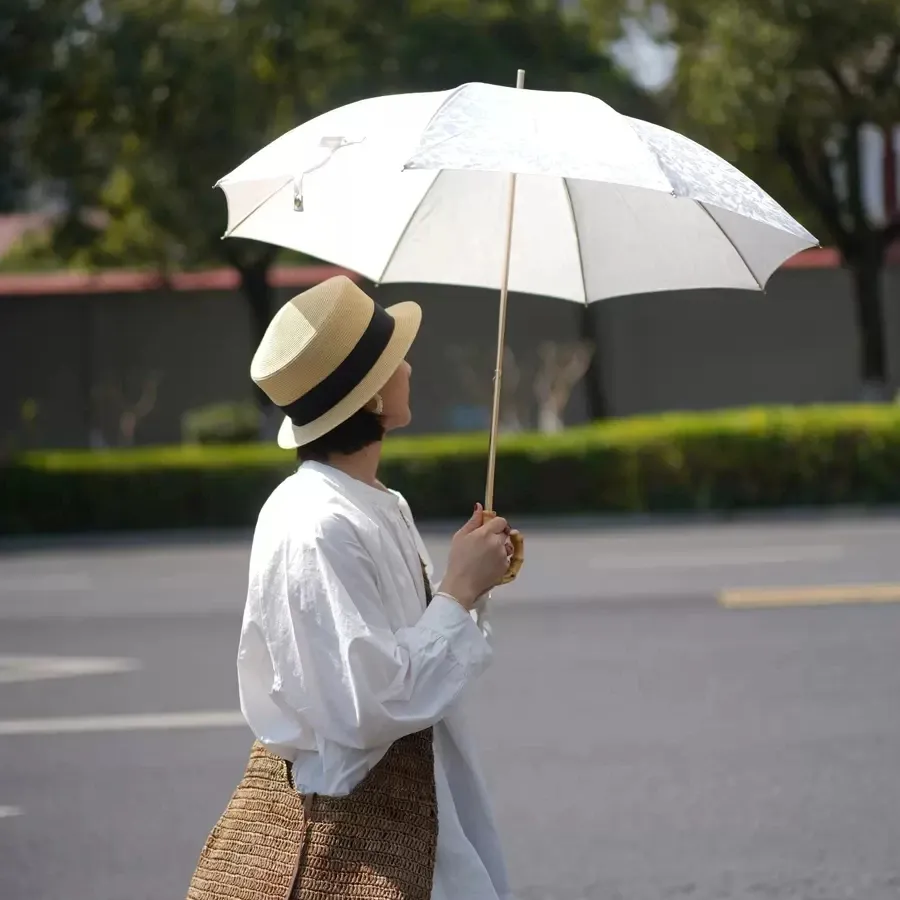 Mulheres senhoras tamanho pequeno vara chuva e guarda-sol manual estilo 19 polegadas guarda-chuva reto