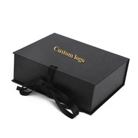 Boîte-cadeau d'extension de paquet en carton noir rigide de luxe de logo personnalisé avec insertion de doublure en satin de soie boîtes d'emballage pour perruques de cheveux