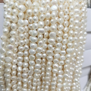 Perle d'Acqua Dolce Barocche Naturali di Alta Qualità 6-8mm, Filo di Perle Bianche Sfuse all'Ingrosso - Product Image 4