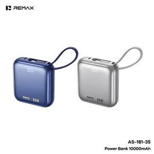 Batterie externe REMAX AS-181-35 10000mAh, charge rapide PD35W, câbles doubles intégrés, 2 entrées/3 sorties, écran intelligent, batterie externe prête pour les voyages - Product Image 1