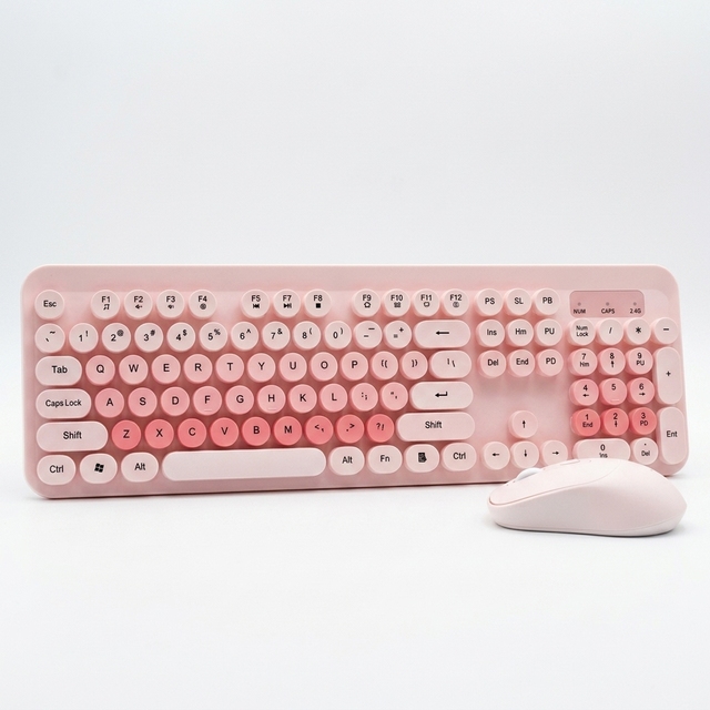 New K73 Punk Retro Key Mixed Color Girl Office Light Tone Wireless 2.4G Keyboard Mouse Set Plug Play Ergonomic 1600dpi Stock