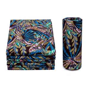 Tissu africain imprimé en coton 100% bleu, nouvelle mode, Pagne Ankara, Grand Wax, Design de tissu africain, Textiles africains, Tissu Wax Capulana - Product Image 4