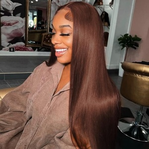Wholesale 4# Dark Brown Straight Lace Front <b>Wig</b> 100% Virgin <b>Human</b> Hair Lace Frontal <b>Wig</b> for Black Women - Product Image 1