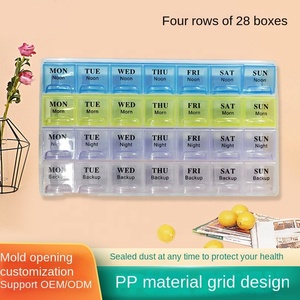 Pastillero mensual de PP al por mayor de 28 días con compartimentos grandes, organizador portátil y colorido para recordatorio de medicamentos de viaje - Product Image 4