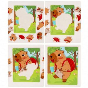 Baby Perfect Christmas <b>Gift</b> Natural Wood Toddler Ages 1 2 3 Capybara Wooden Puzzles - Product Image 5