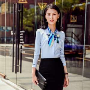 Respirant belle jouer deux voies vraie soie à manches longues costume formel formel chemise pour femmes - Product Image 6