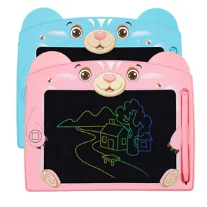 Samtoy 8.5 Inch Cartoon Bear Colorful Magnetic Pad Drawing Board Writing Tablet Doodle Board LCD Writing Board for Toddlers