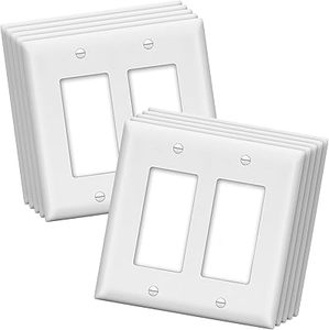 <span class=keywords><strong>Plaque</strong></span> murale décorative UL homologuée, finition brillante blanche, durable et indestructible, double interrupteur et prise avec vis - Product Image 2