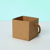 Boîte à fleurs carrée en papier kraft écologique, en matériaux recyclés, imperméable, à poignée, pour plantes succulentes miniatures, vente en gros RTS