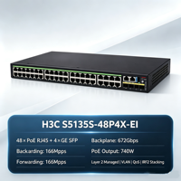 Commutateur réseau H3C S5135S-48P4X-EI POE SNMP VLAN QoS couche 3 52 ports en stock