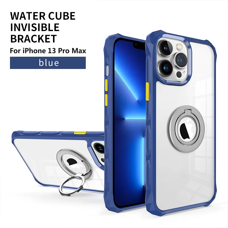 Finger Ring Back Cover Kickstand Shockproof luxury tpu pc phone cover case for iPhone 11 12 13 14 Pro Max Clear Phone cover case