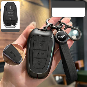Housse de clé de voiture en cuir DM, alliage de zinc métallique, coque de protection pour clé de voiture pour <span class=keywords><strong>Peugeot</strong></span> Rcz 301 308 408 <span class=keywords><strong>5008</strong></span> - Product Image 4