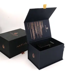 사용자 정의 럭셔리 검은 종이 향수 선물 상자 빈 병 에센셜 오일 향기 사각 포장 선물 향수 상자