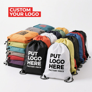 Custom Logo Printed Polyester Drawstring <b>Backpack</b> With Adjustable Cord <b>Large</b> Capacity <b>Backpack</b> for <b>School</b> Gym Travel Promotion - Product Image 1