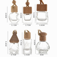 Bouteille diffuseur suspendue vide, désodorisant pour voiture, parfum, bouteille en verre avec couvercles en bois