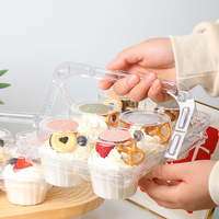 Boîte de présentation alimentaire en plastique transparent PET recyclé pour cupcakes, sushi, gelée, sucre, hamburger, chewing-gum, en stock
