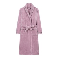 Peignoir de nuit thermique en polaire unie à col en V pour femme, style simple et décontracté, grande taille, robe longue d'hiver, serviette de bain portable