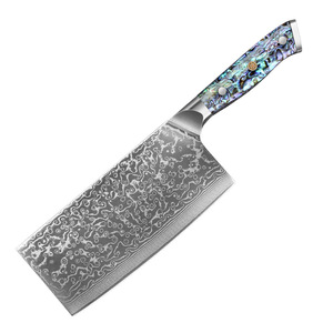 Damascus Steel Chinese Cleaver Knife <b>Abalone</b> <b>Shell</b> Handle Sharp Slicing Knife for Meat Vegetable Home Kitchen - Product Image 1